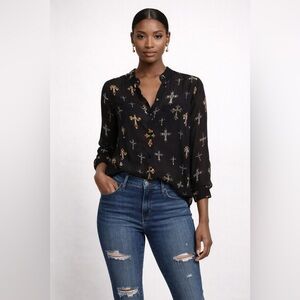 Live 4 Truth Sheer Jewel Cross Detail Shirt Tunic Top